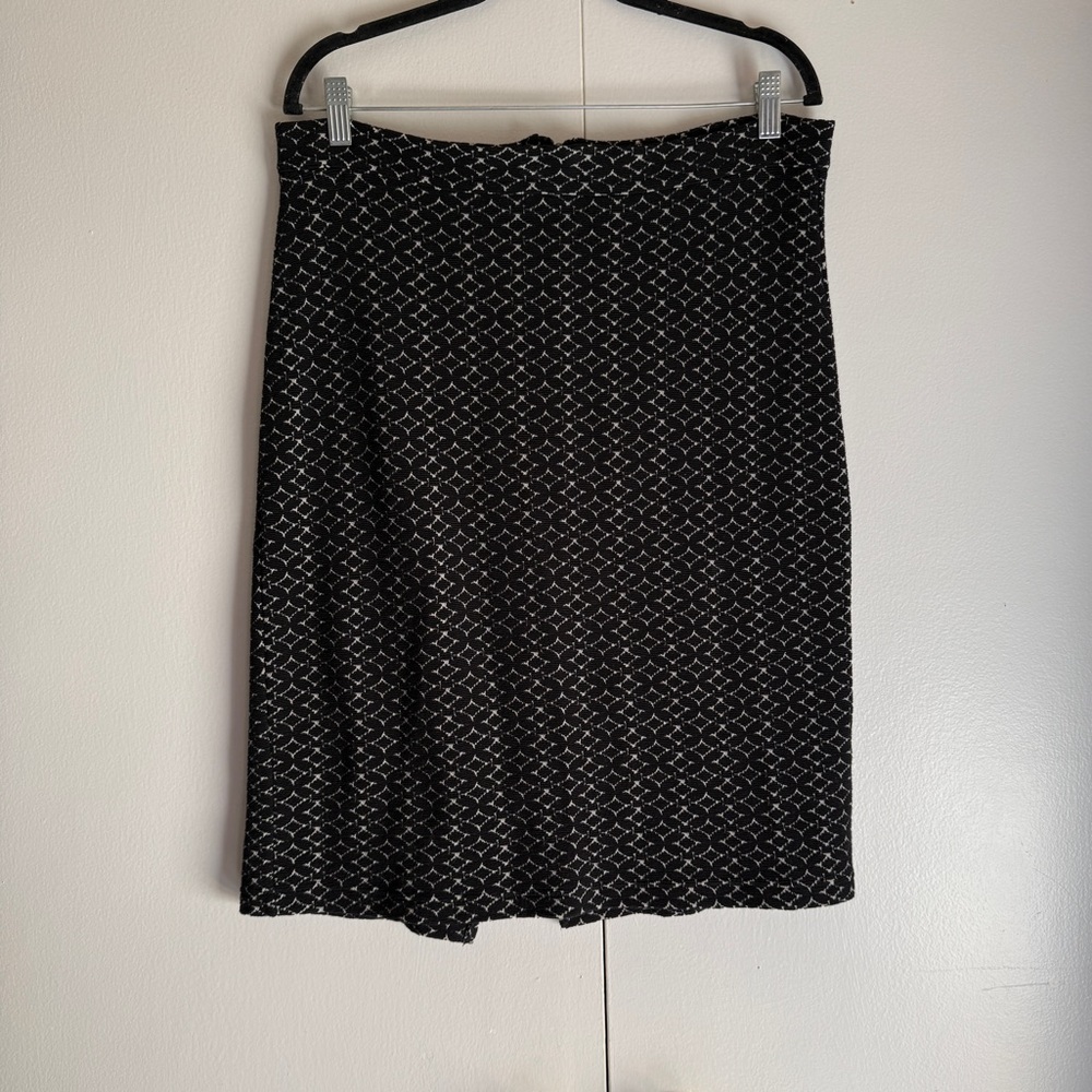 Maeve Anthropologie Black White Pencil Skirt Stretch Zip Up Women’s Size Large